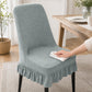 Textured Stretch Dining Chair Cover with Ruffled Skirt