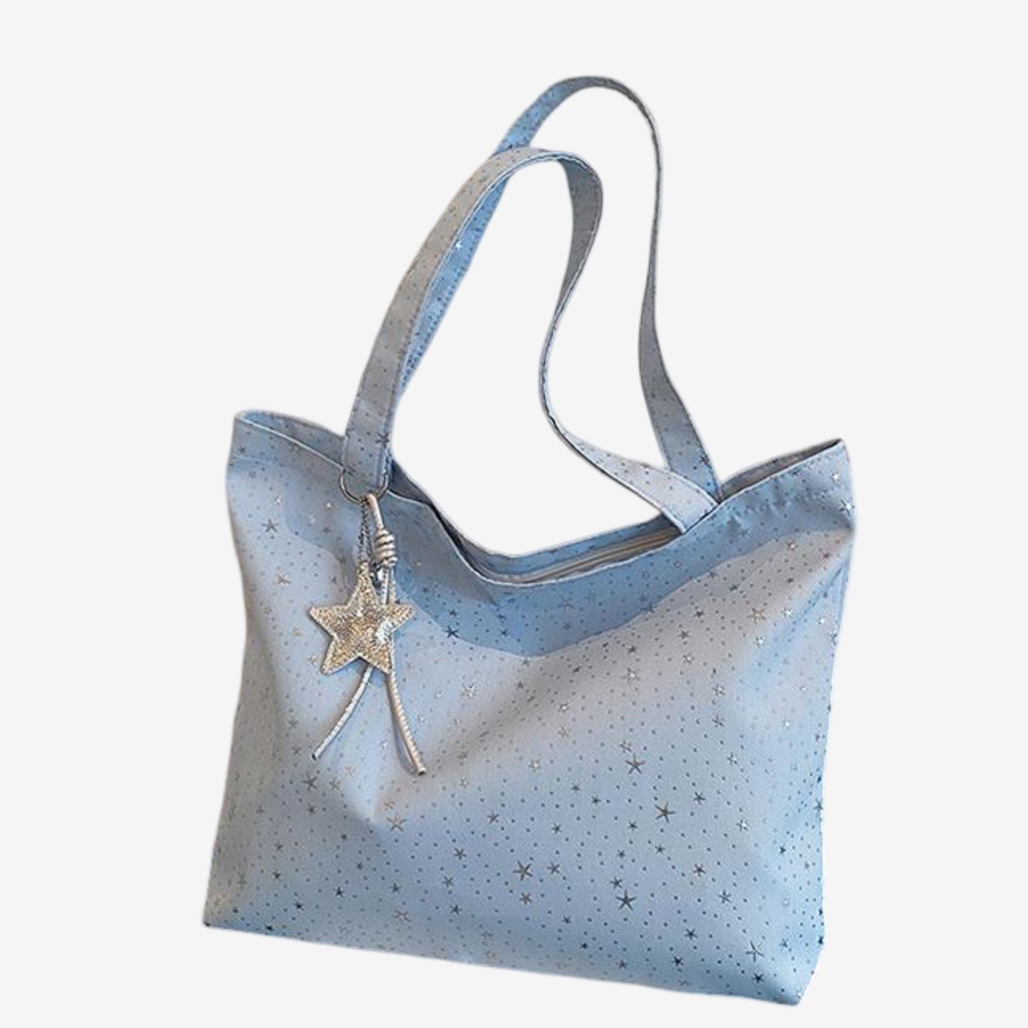 Star Print Canvas Tote Bag Large Capacity Casual Shoulder Bag