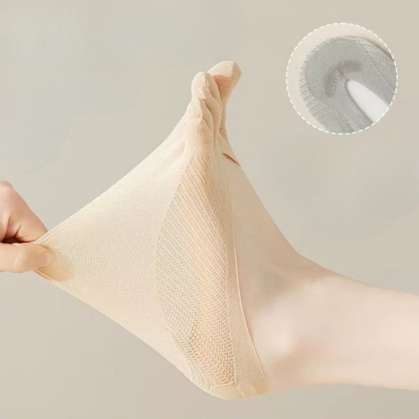 Mesh Toe Socks with Non-Slip Silicone Heel Grip Ultra Low Cut Breathable No Show Sock 3-Pack