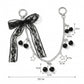 Lace Bow Cherry Bag Chain Charm with Heart Accents and Double Ring Clasps