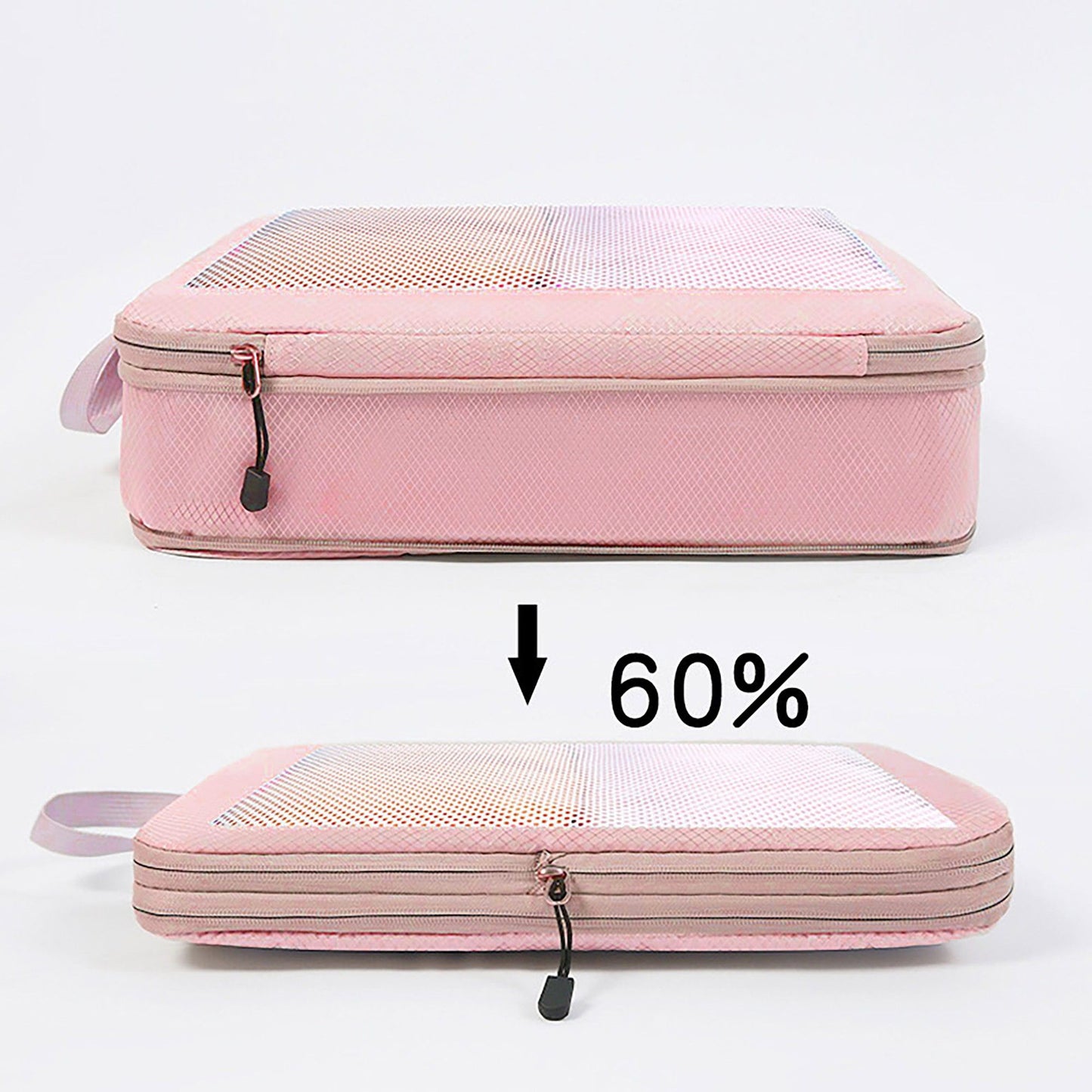 Travel Packing Cubes Set with Mesh Front Panel Zipper Storage Bags Lightweight Luggage Organizer Multi Size Set