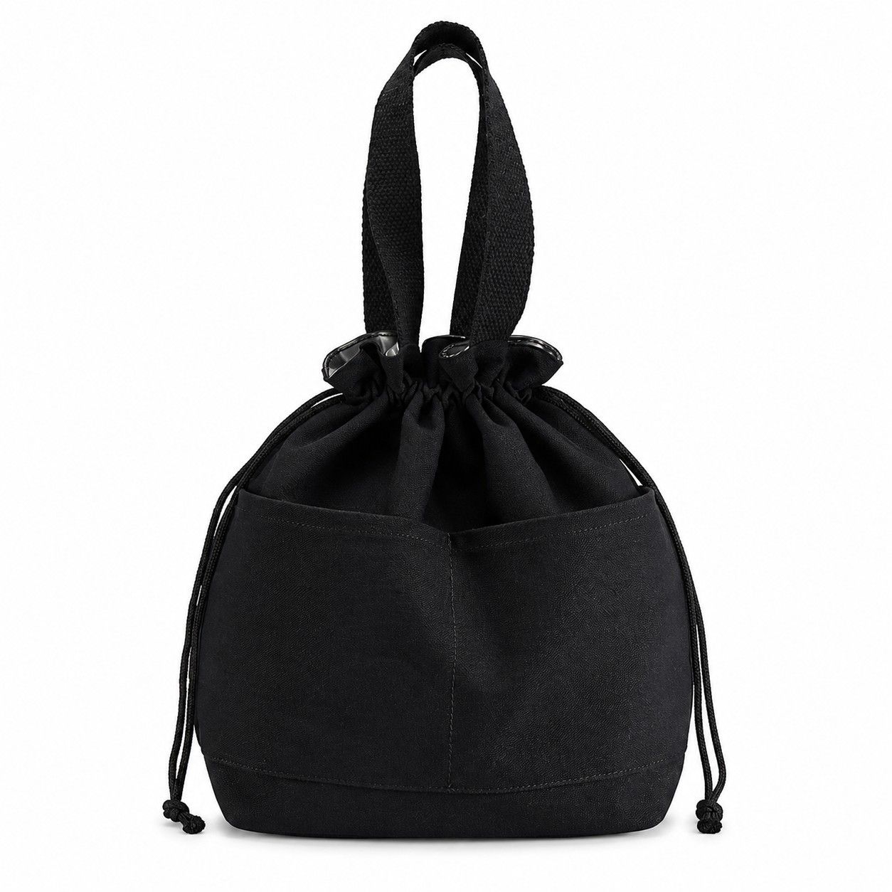 Insulated Drawstring Lunch Bag with Front Pockets Reusable Lunch Tote