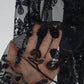 Embroidered Sequin Mesh Shawl Wrap Sheer Floral Scarf Scalloped Edge