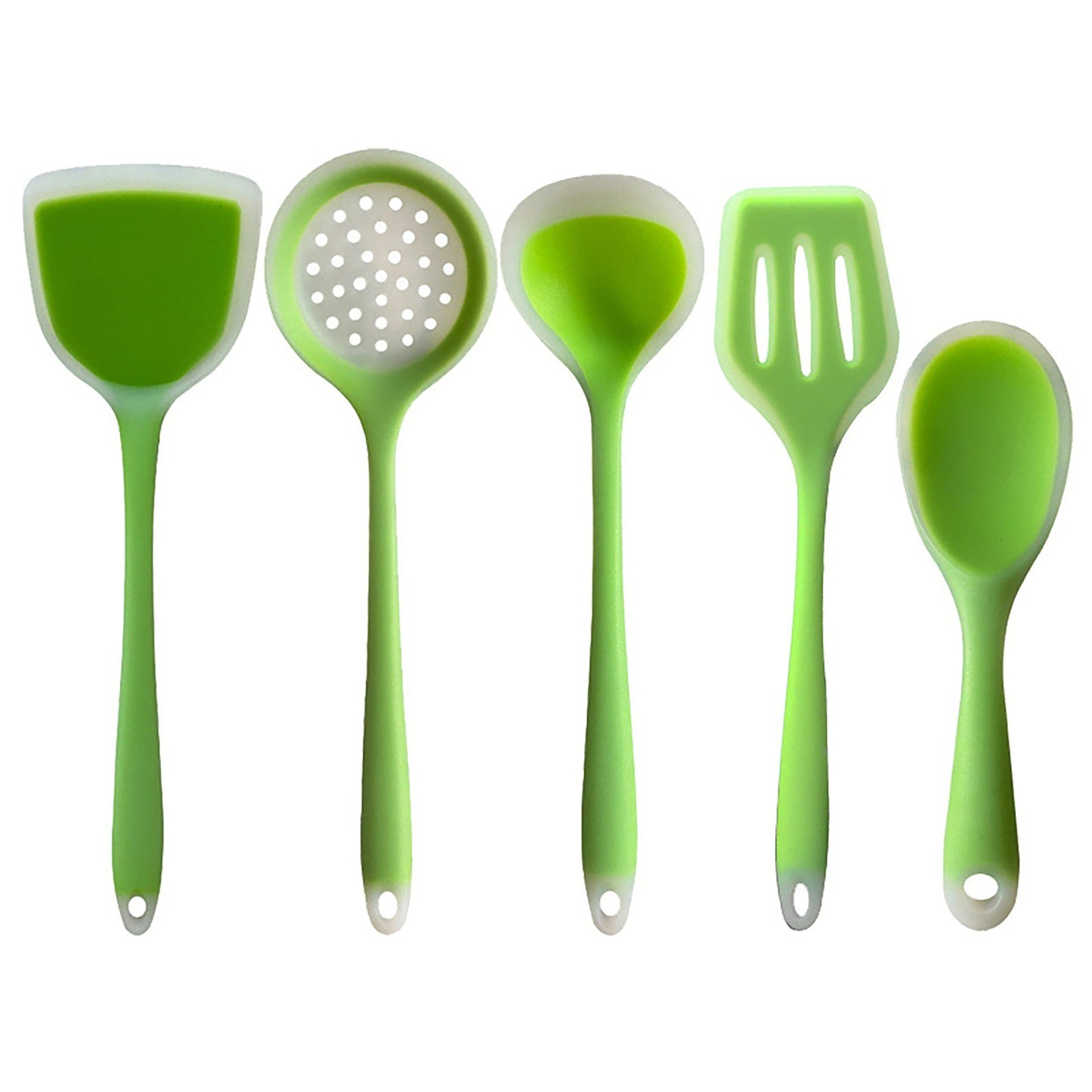 5-Piece Silicone Kitchen Utensil Set with Spoon, Spatula and Strainer