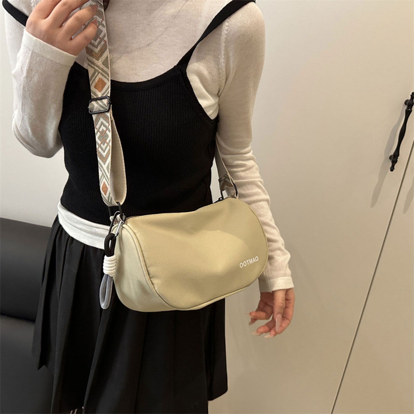 Soft Crossbody Bag - Adjustable Patterned Strap Shoulder Bag for Casual Daily & Stylish Outings