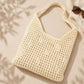 Open Weave Shoulder Bag with Magnetic Closure and Slouchy Woven Carryall Design