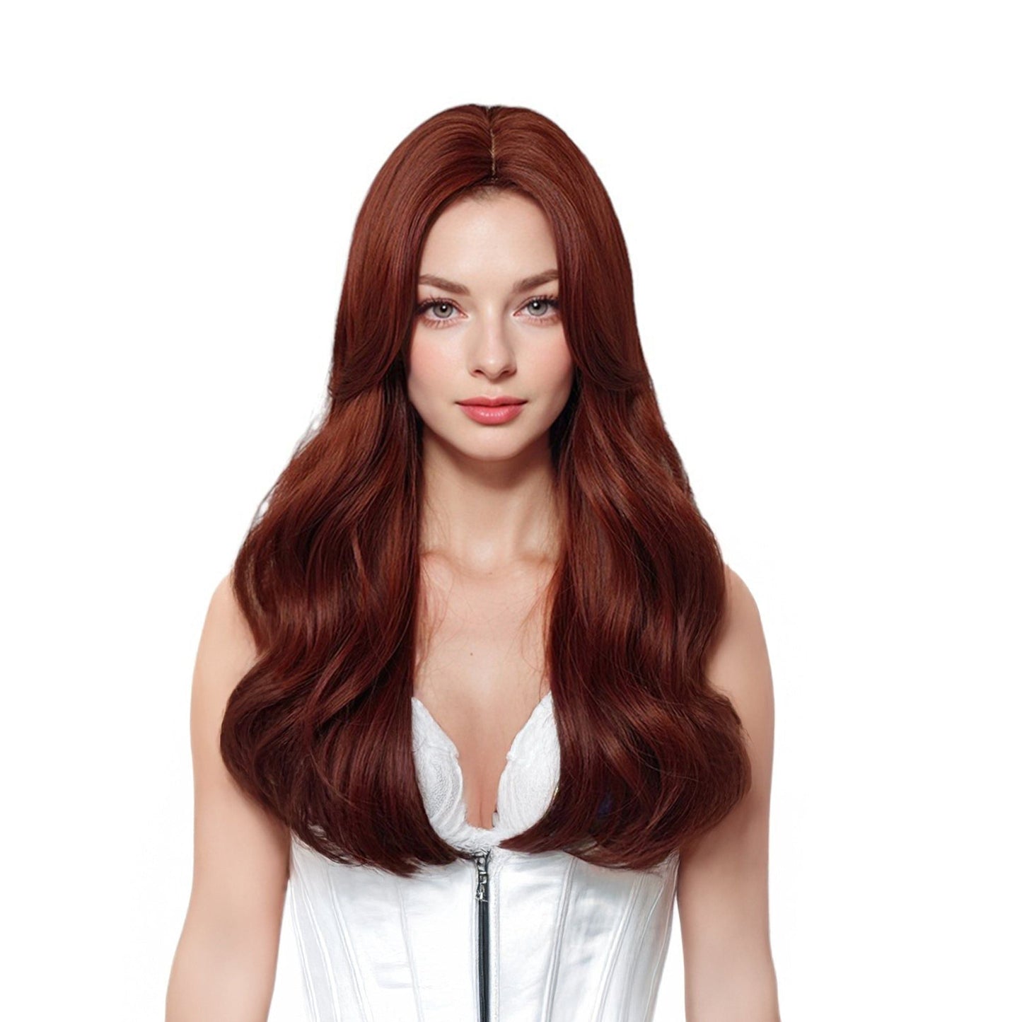 22 Inch Long Wavy Wig Heat-Resistant Synthetic Fiber for Daily and Party Use