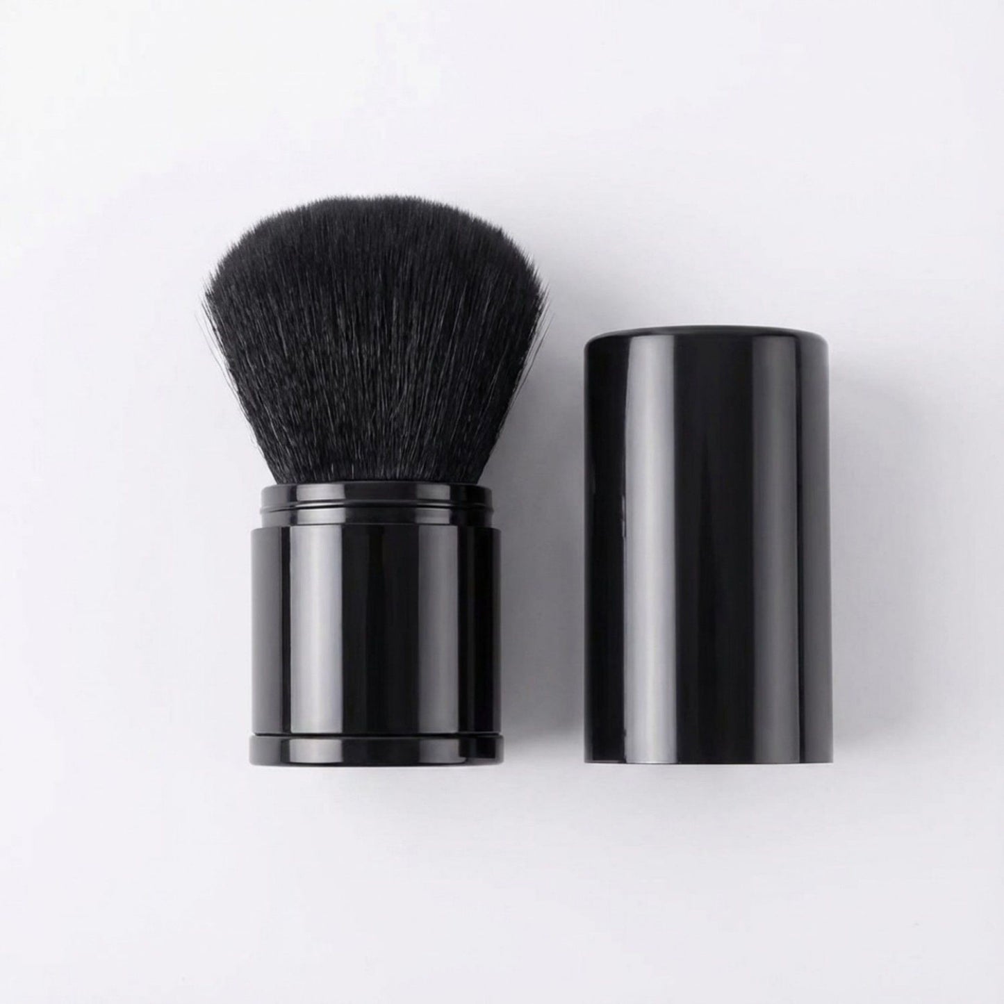 2-Piece Retractable Kabuki Makeup Brush Set with Soft Synthetic Bristles for Powder and Blending