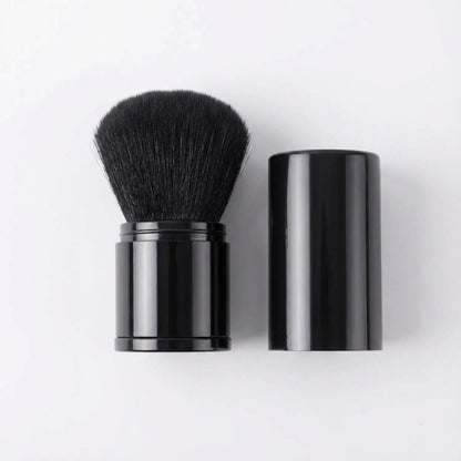 2-Piece Retractable Kabuki Makeup Brush Set with Soft Synthetic Bristles for Powder and Blending