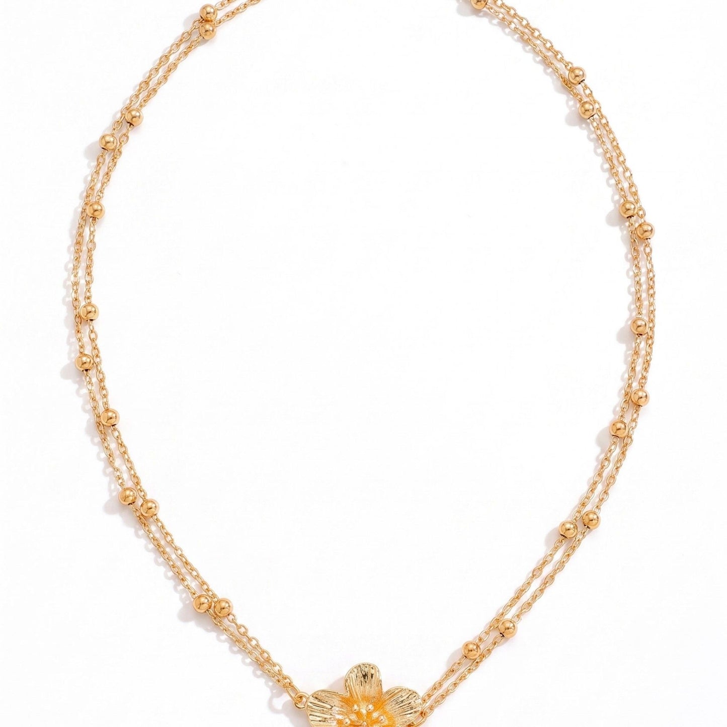 Single Floral Layered Beaded Metal Waist Chain Adjustable Minimalist Statement Waist Jewelry 43.3in