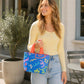 Printed Lunch Tote Bag with Padded Handles and Zipper Closure