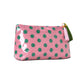 Large Polka Dot Cosmetic Bag Water Resistant Travel Toiletry Pouch with Tassels