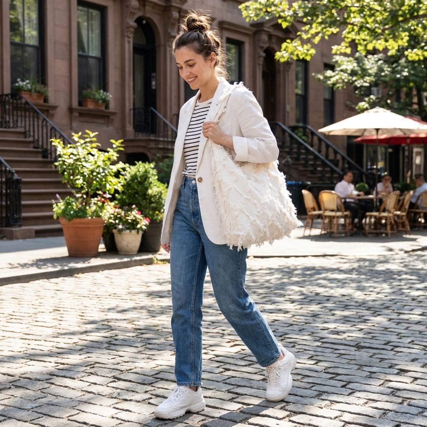 Fringe Hobo Tote Bag with Textured Design and Shoulder Handle