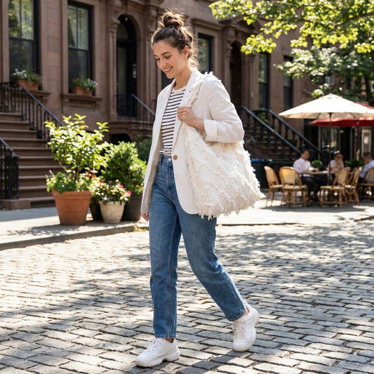 Fringe Hobo Tote Bag with Textured Design and Shoulder Handle