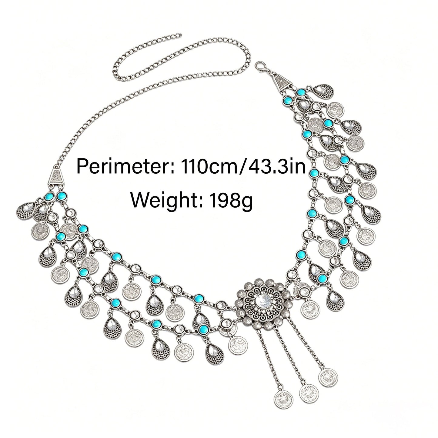 Tassel Metal Waist Chain Adjustable Layered Body Belt Statement Waist Jewelry