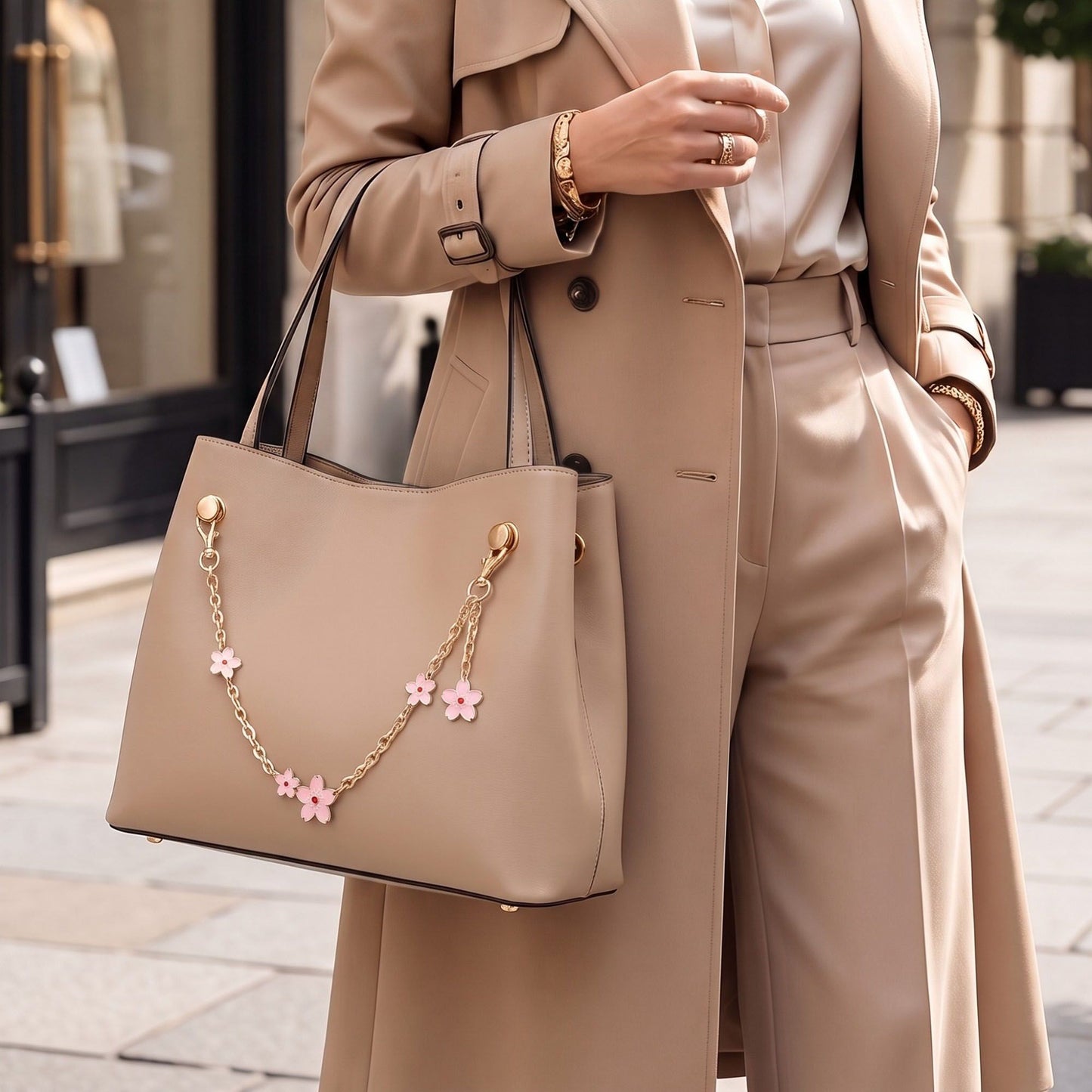 Decorative Floral Chain Bag Strap with Swivel Clasps