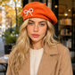 Pearl Bow Embellished Knit Wool Beret