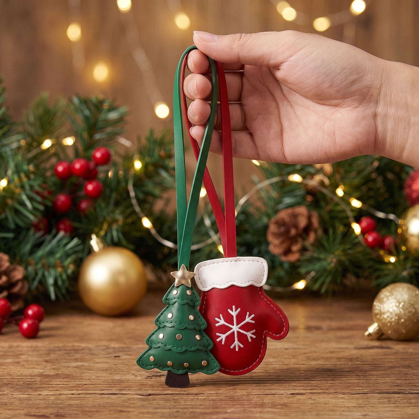 2 Piece Christmas Bag Charm Set with Hanging Loops