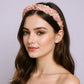 2pcs Twisted Floral Fabric Headband with Pearl Embellishment and Knotted Design 6x6.3in