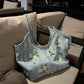 Embroidered Denim Tote Bag for Women, Casual Everyday Carry
