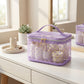 Heart Print Mesh Makeup Bag Large Travel Cosmetic Toiletry Organizer with Handle