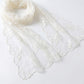 Sheer Embroidered Skinny Scarf with Floral Lace Trim and Long Neck Tie Design