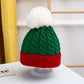 Christmas Beanie Knit Hat with Faux Fur Pom-Pom for Holiday Winter Warmth