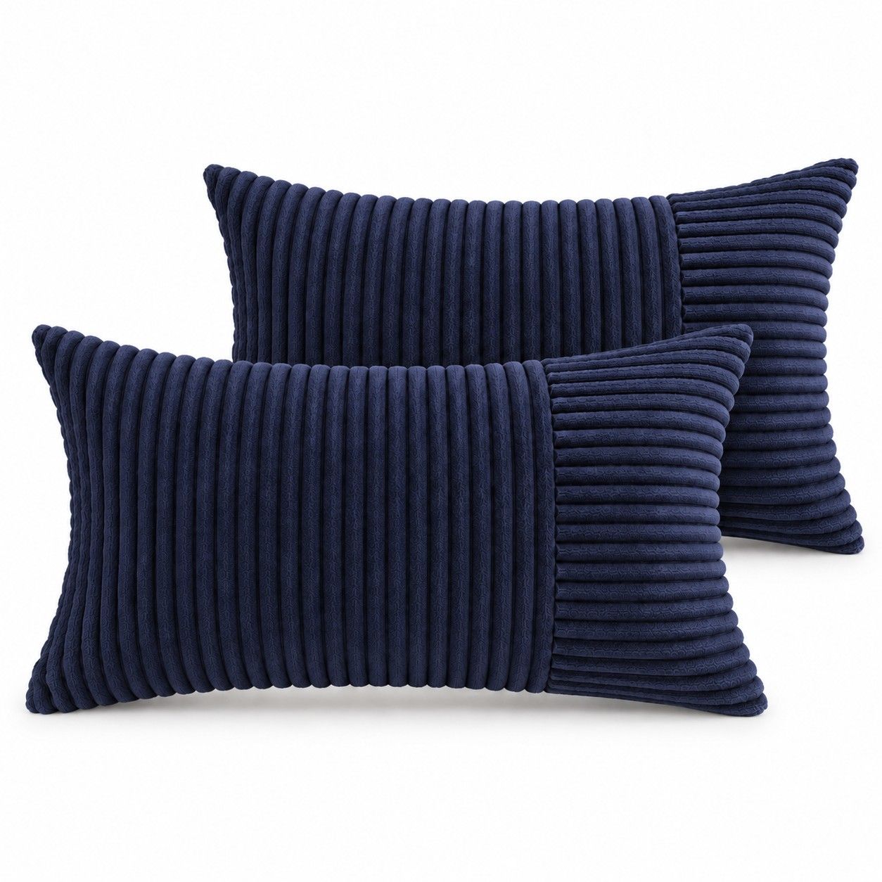 2 Pack Soft Corduroy Throw Pillow Covers 18 x 18 Inch and 12 x 20 Inch