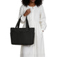 Canvas Tote Bag with Zipper Closure and Multiple Exterior Pockets