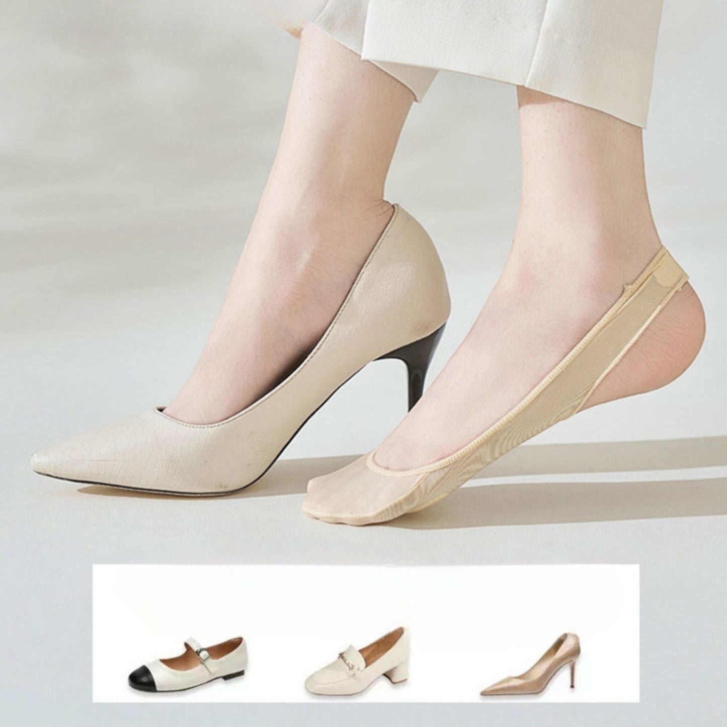 Low Cut No Show Liner Socks with Non-Slip 3D Silicone Heel Grip Pack of 6 Pairs