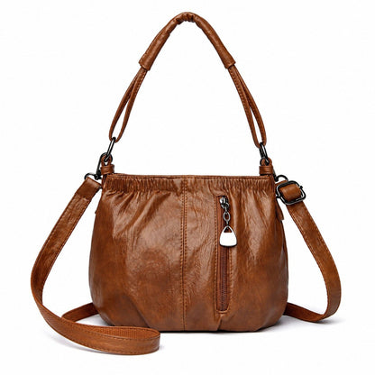 Soft Ruched Faux Leather Shoulder & Crossbody Bag