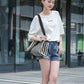 Striped Canvas & Nylon Tote Bag - Multi - functional Shoulder Bag