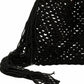 Woven Crochet Shoulder Bag with Fringe Detail Slouchy Hobo Style Lightweight Handbag