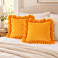 Velvet Ruffle Decorative Throw Pillow Cover Set of 2
