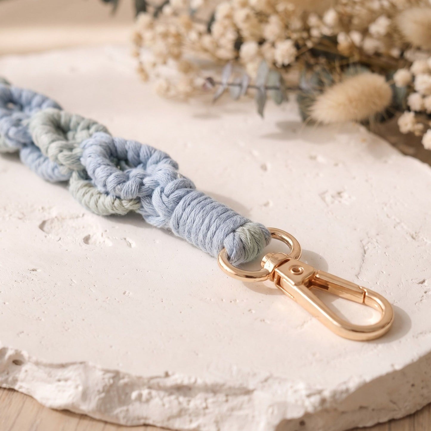Knotted Macrame Wrist Strap with Swivel Clasp