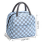 Checkered Insulated Lunch Bag Reusable Zipper Tote with Front Pocket