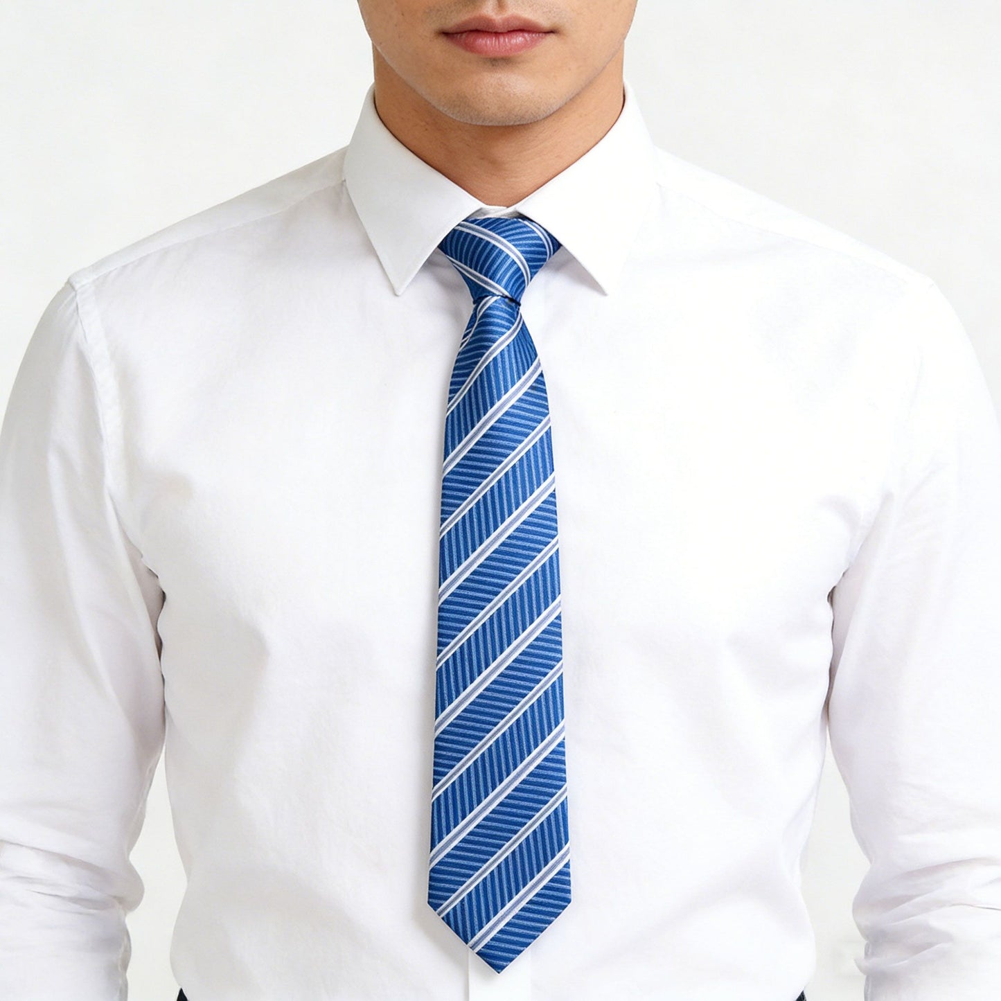 Men's Polyester Filament Tie with Multi-Tone Stripes - Formal Necktie for Business, Weddings & Daily Wear