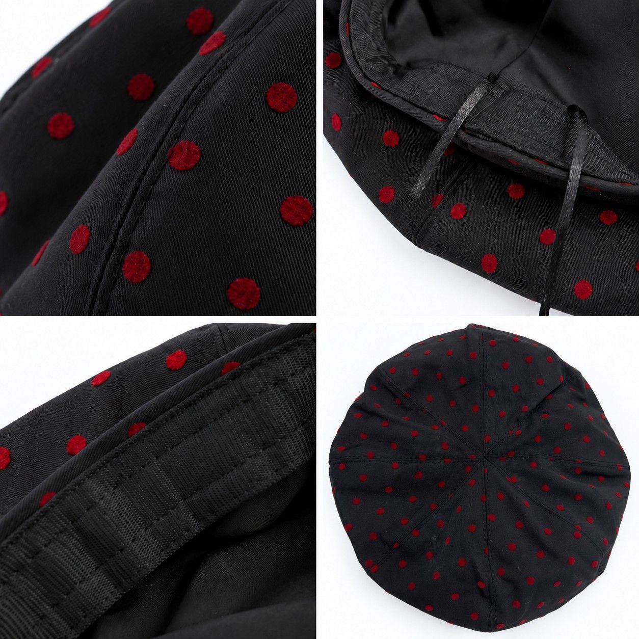 Polka Dot Beret Hat Lightweight French Painter Cap Adjustable Casual Style