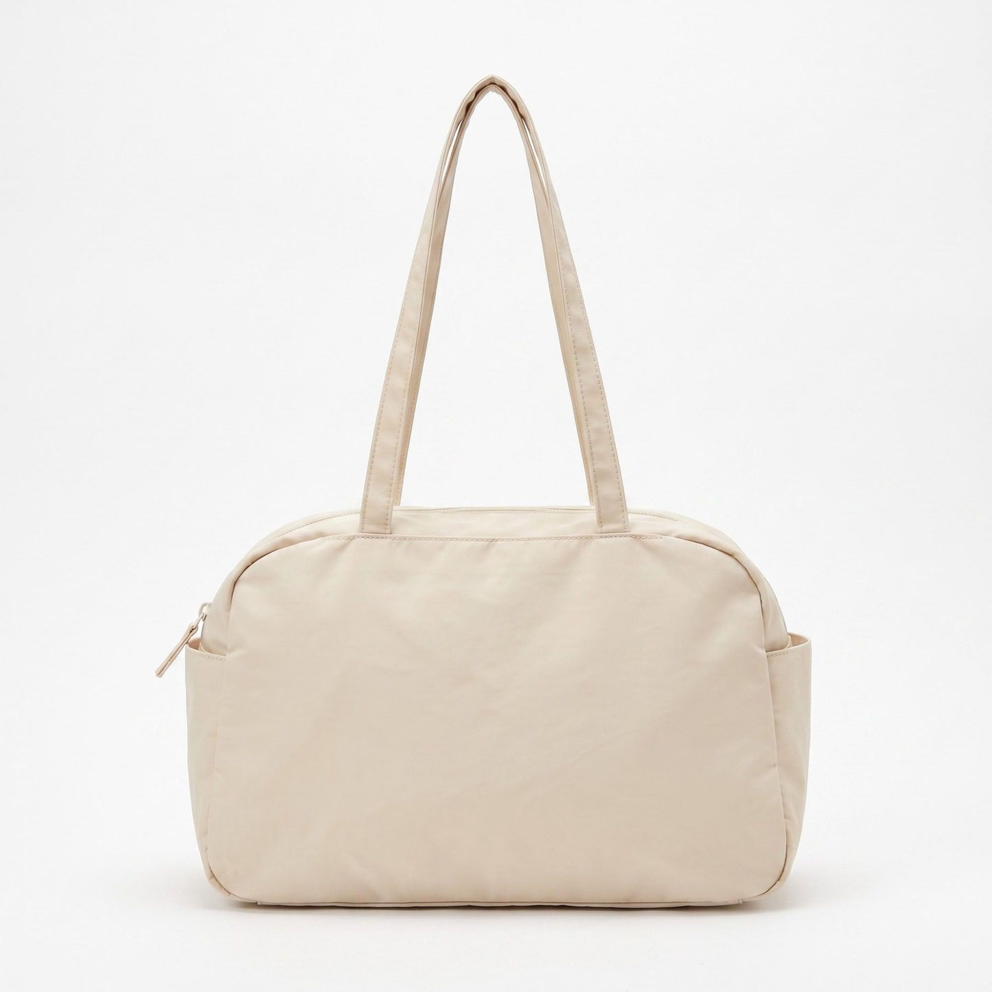 Lightweight Shoulder Tote Bag with Top Zipper and Exterior Side Pockets 12x8x3.5in