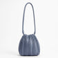 Pleated Crossbody Bucket Bag with Long Shoulder Strap and Gathered Top 7.5x8.5x3.5in