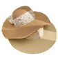 Wide Brim Sun Hat with Lace Band and Frayed Edge
