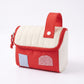 Womens Quilted Makeup Bag with Handle and Colorblock Patch Design