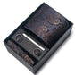 Men's Paisley Floral Tie Gift Set with Matching Pocket Square Cufflinks and Silver Tie Clip