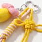 Braided Cord Bag Charm with Bow and Heart Clip