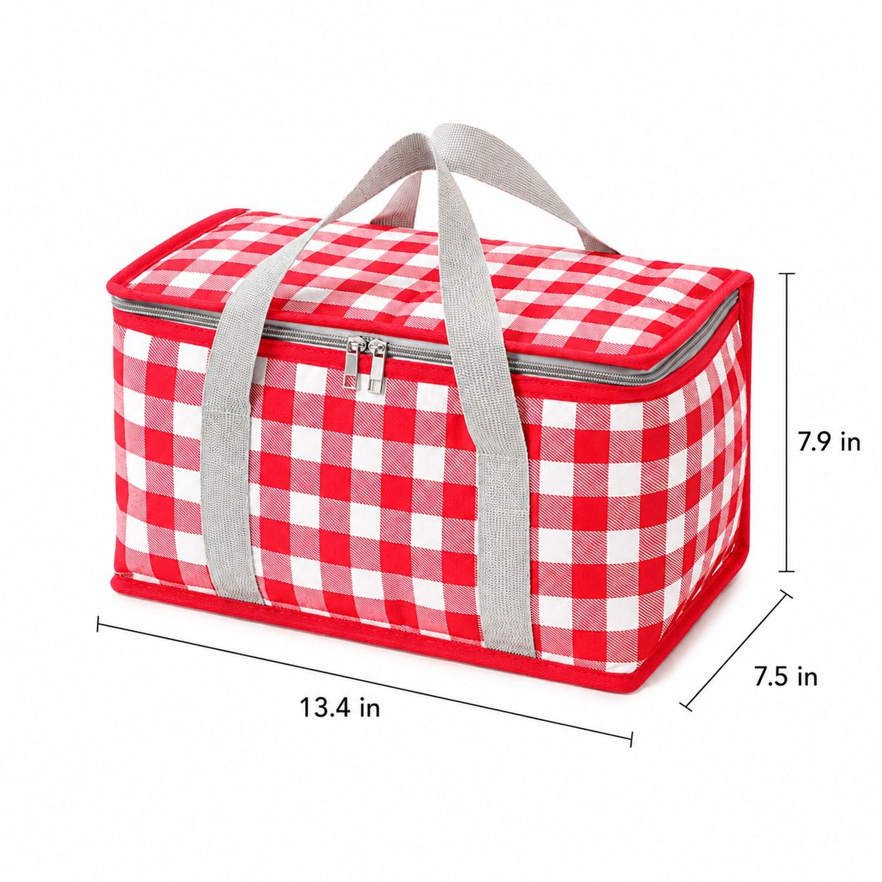 Insulated Picnic Lunch Bag with Zip Closure and Carry Handles