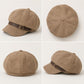Faux Suede Baker Boy Cap with Buckle Band Vintage Newsboy Style Hat