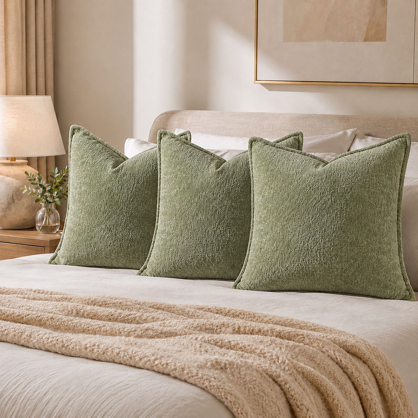 Textured Decorative Throw Pillow Cover Piped Edge Accent Cushion for Sofa Bed Chair