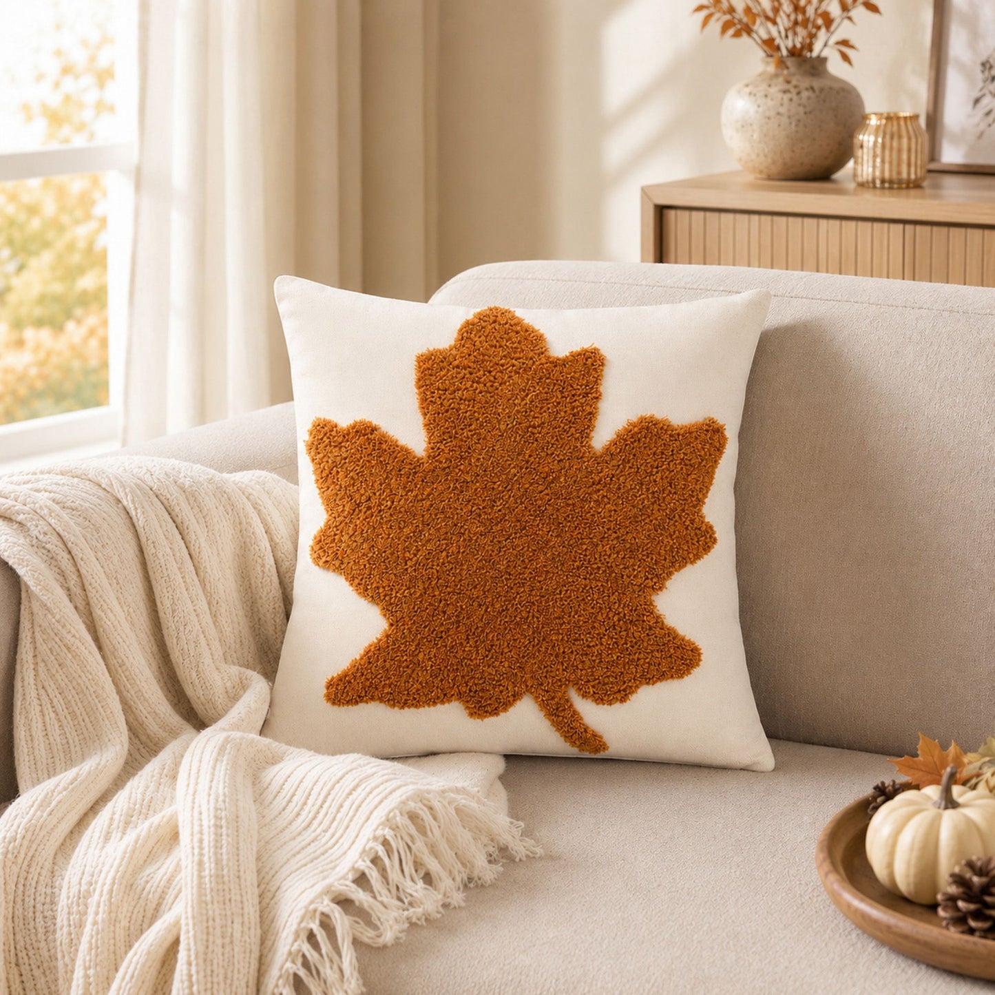 Halloween Fall Pumpkin Ghost Decorative Throw Pillow Cover 17.7x17.7in