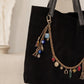 Boho Bag Charm Chain Multicolor Woven Purse Accessory with Tassels and Charms