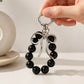Beaded Bow Keychain with Round Bead Loop and Metal Clip Bag Charm